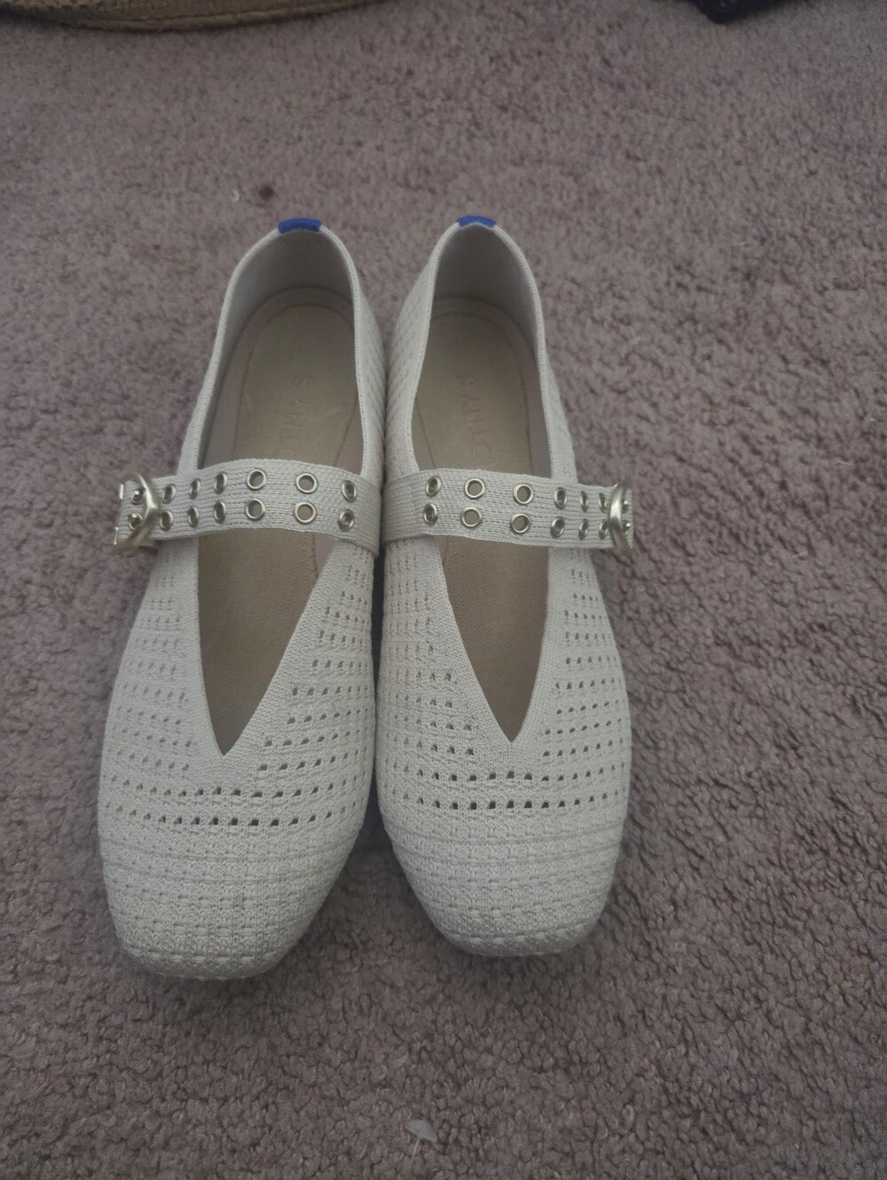 Rothy's Women's Cream Mary Jane Flats with Decorative Buckle 8.5